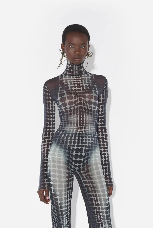 Re-Edition – the Black & White Dots Print Mesh Top Re-Edition – the Black & White Dots Print Mesh Top