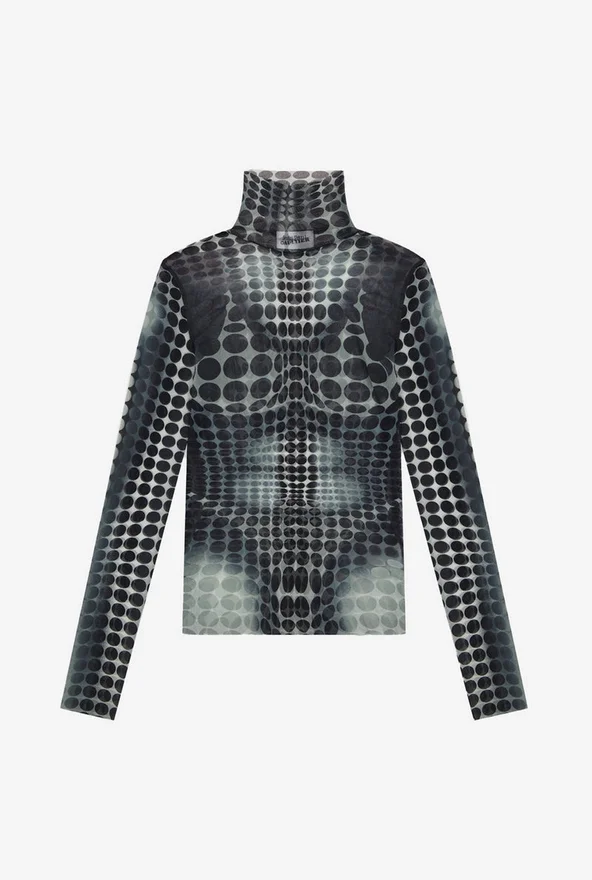 Re-Edition – the Black & White Dots Print Mesh Top Re-Edition – the Black & White Dots Print Mesh Top