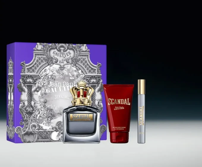 Scandal Pour Homme 3.4 Oz, Shower Gel 2.5 Oz and Spray