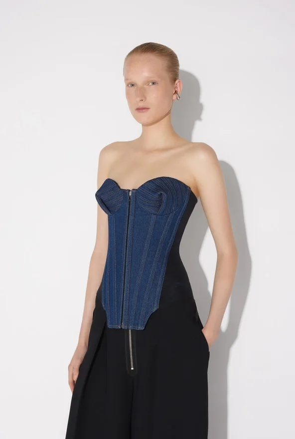 The Bi-Material Denim Corset The Bi-Material Denim Corset