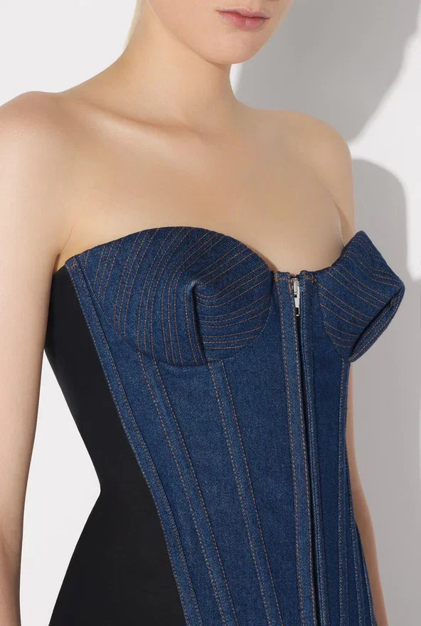 The Bi-Material Denim Corset The Bi-Material Denim Corset