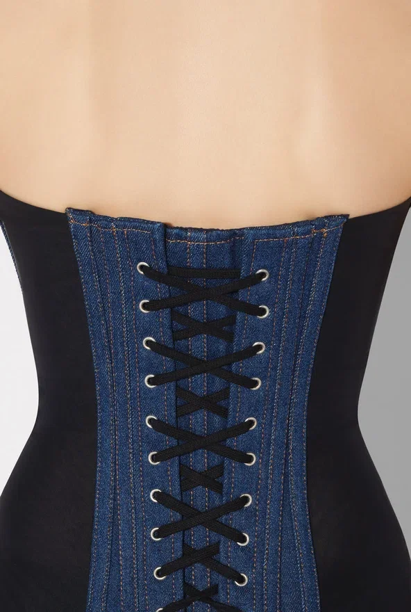 The Bi-Material Denim Corset The Bi-Material Denim Corset