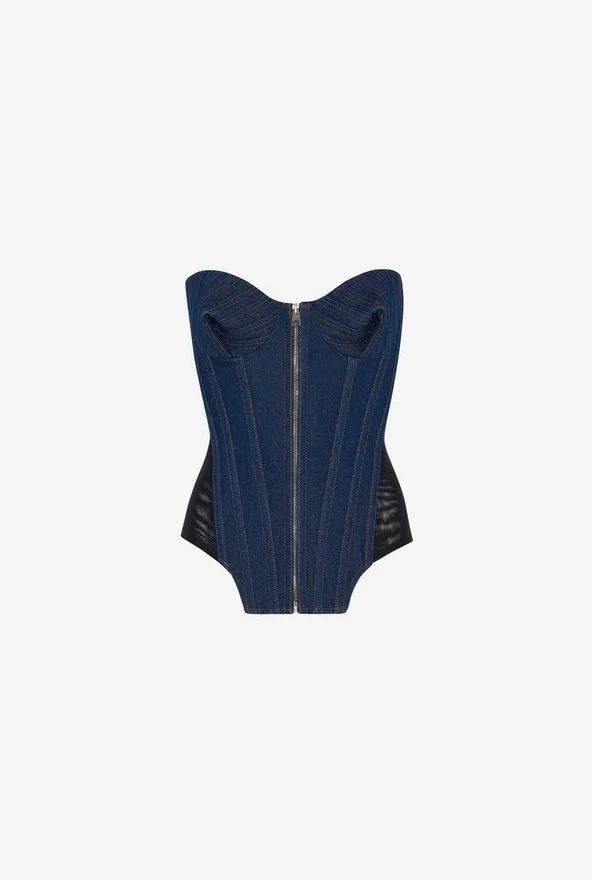The Bi-Material Denim Corset The Bi-Material Denim Corset