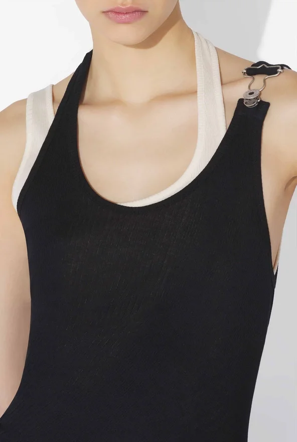 The Black Draped Double Tank Top The Black Draped Double Tank Top