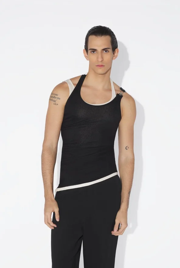 The Black Draped Double Tank Top The Black Draped Double Tank Top