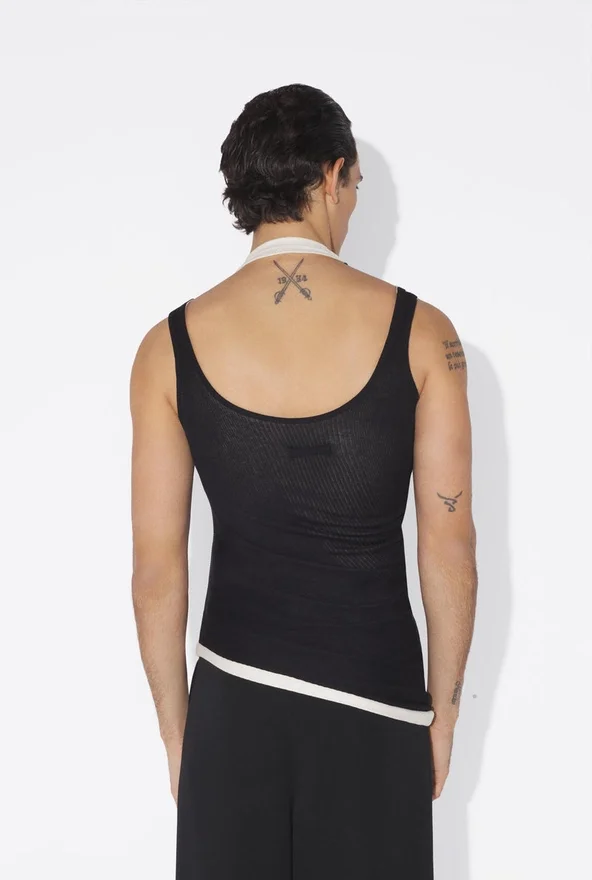 The Black Draped Double Tank Top The Black Draped Double Tank Top