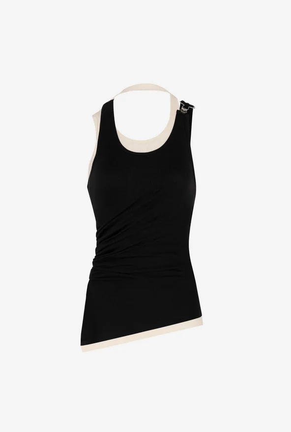 The Black Draped Double Tank Top The Black Draped Double Tank Top