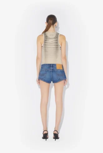 The Buttoned Blue Denim Shorts