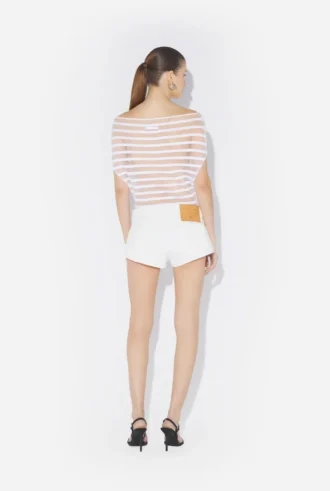 The Buttoned White Denim Shorts