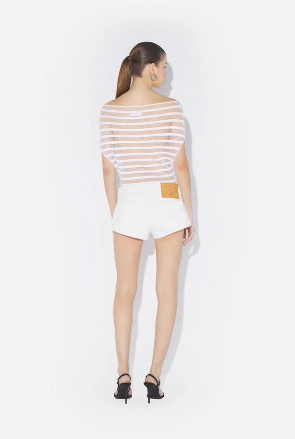 The Buttoned White Denim Shorts The Buttoned White Denim Shorts