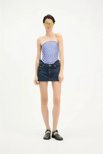 The Curved Denim Mini Skirt