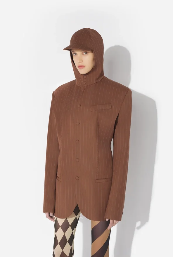 The Hooded Pinstriped Suit Jacket The Hooded Pinstriped Suit Jacket