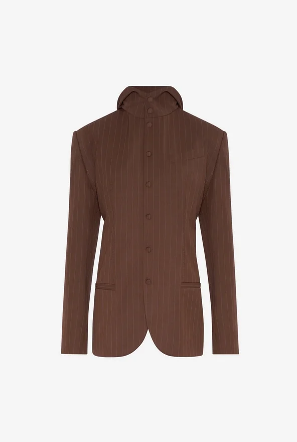 The Hooded Pinstriped Suit Jacket The Hooded Pinstriped Suit Jacket