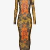 The Long Khaki Madaillon Dress