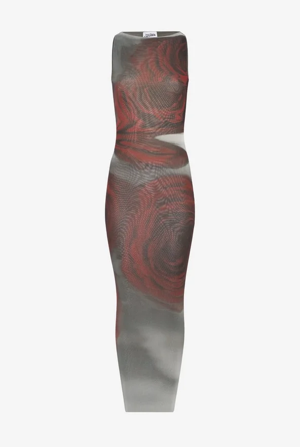 The Long Red Blurry Roses Dress The Long Red Blurry Roses Dress