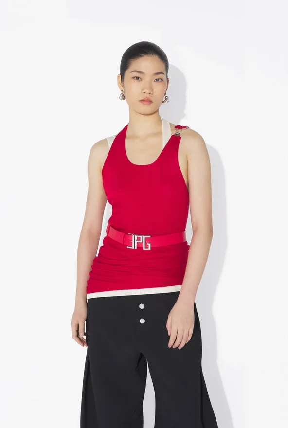 The Red Draped Double Tank Top The Red Draped Double Tank Top